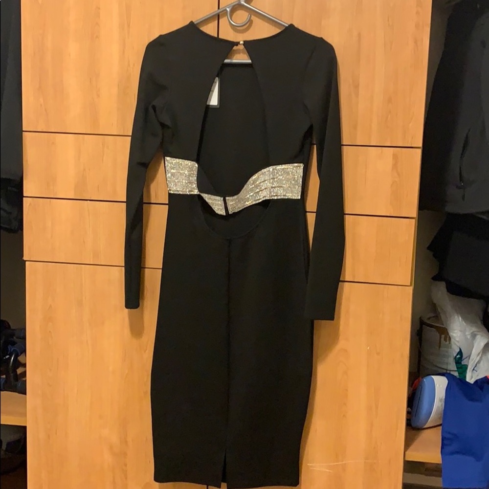 Beautiful Long Sleeve Dress with Rhinestone Strap
